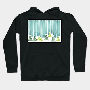 Winter Trees with Northern Lights Hoodie